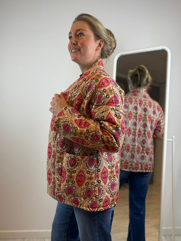 Isa gewatteerd jasje - Roze-Bruin 🩷🤎