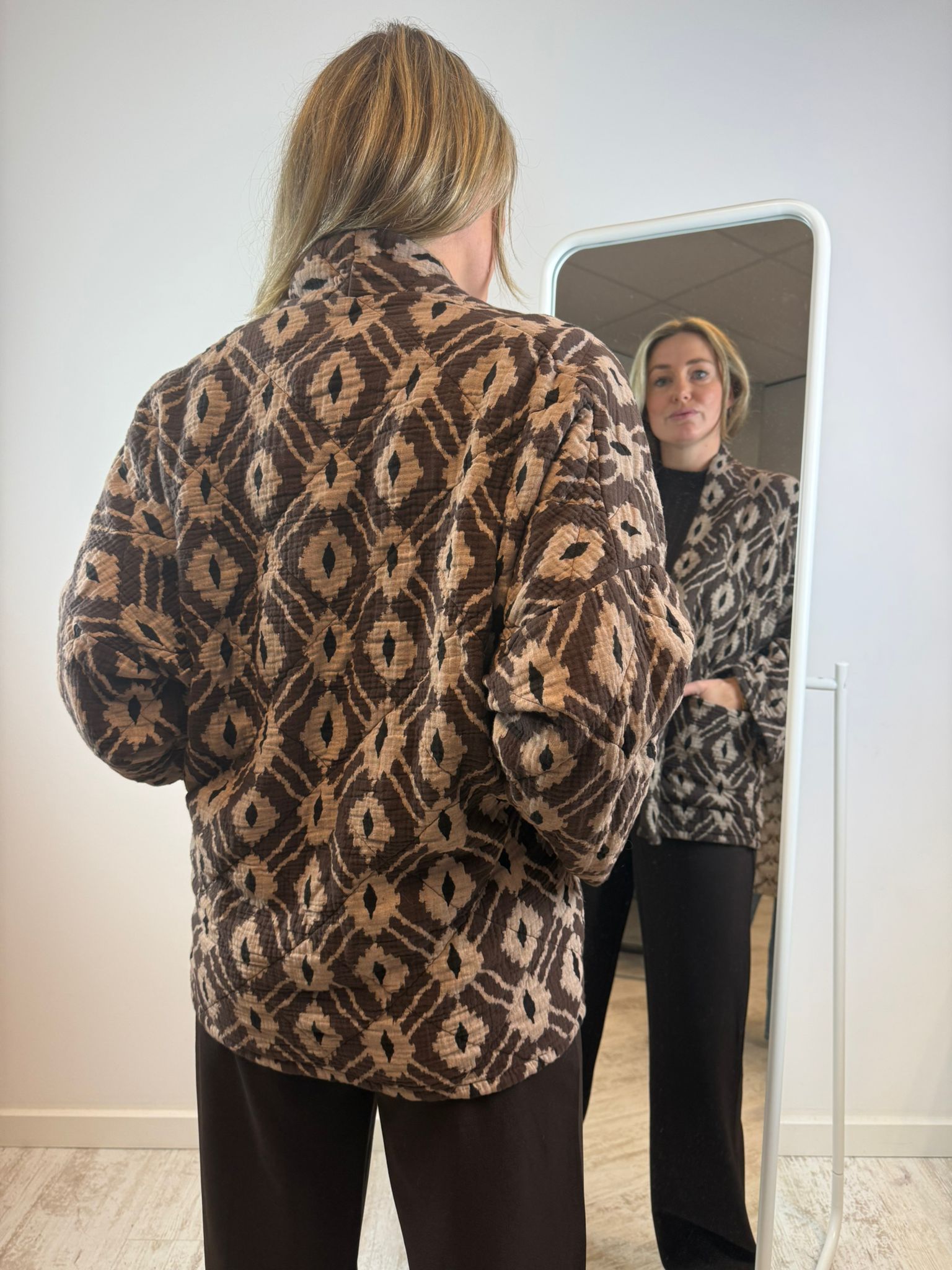 Julie katoenen jasje - bruin-beige 🤎🤍