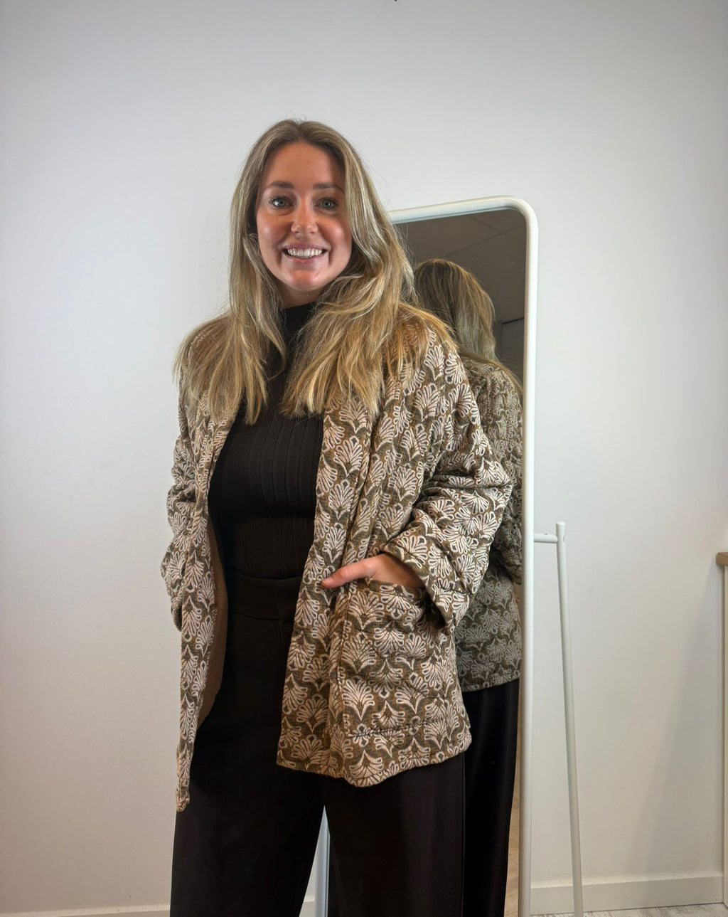 Julie katoenen jasje - bruin-grijs 🤎🩶