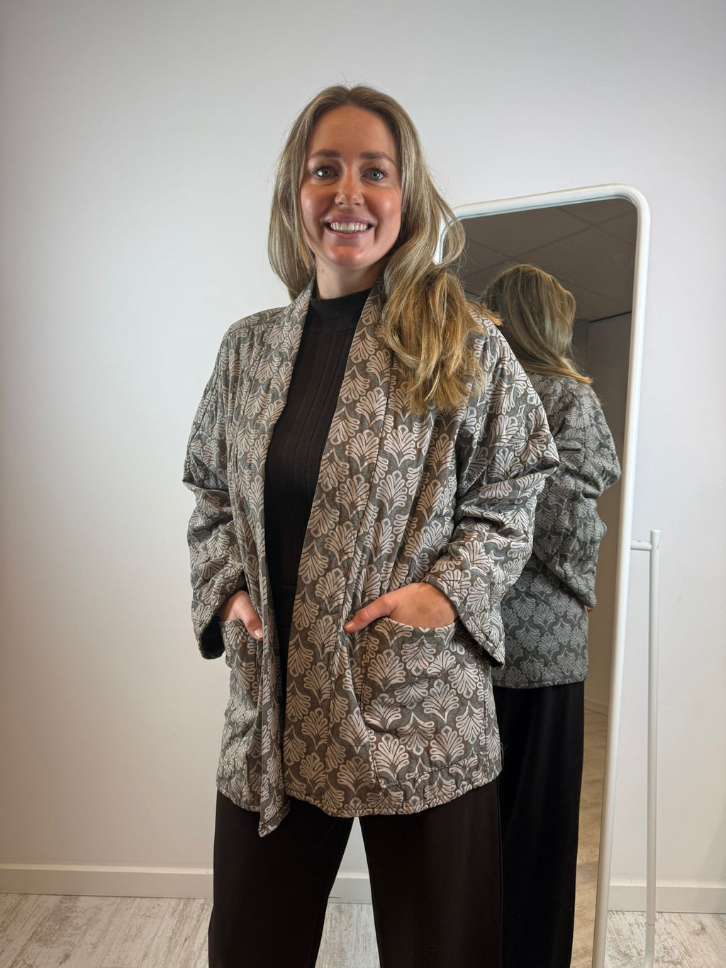 Julie katoenen jasje - leem-lichtblauw 🤎🩵