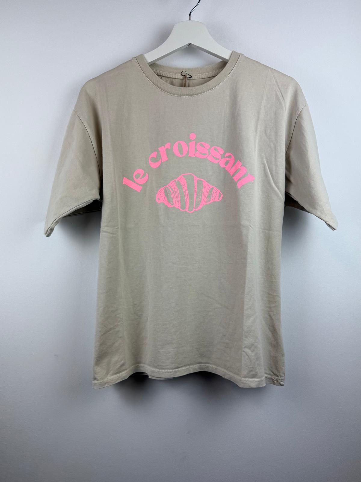 T-shirt le Croissant ecru-roze