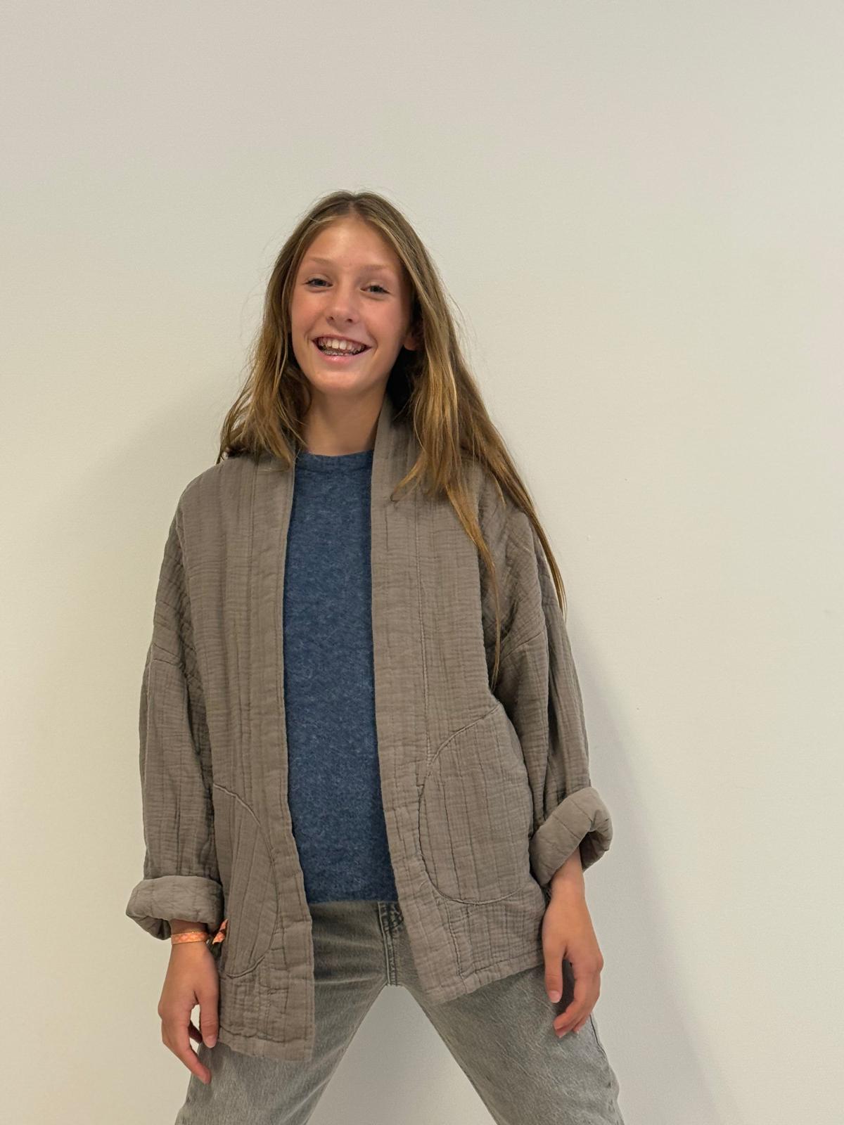 Veerle katoenen jasje - Leem 🩶