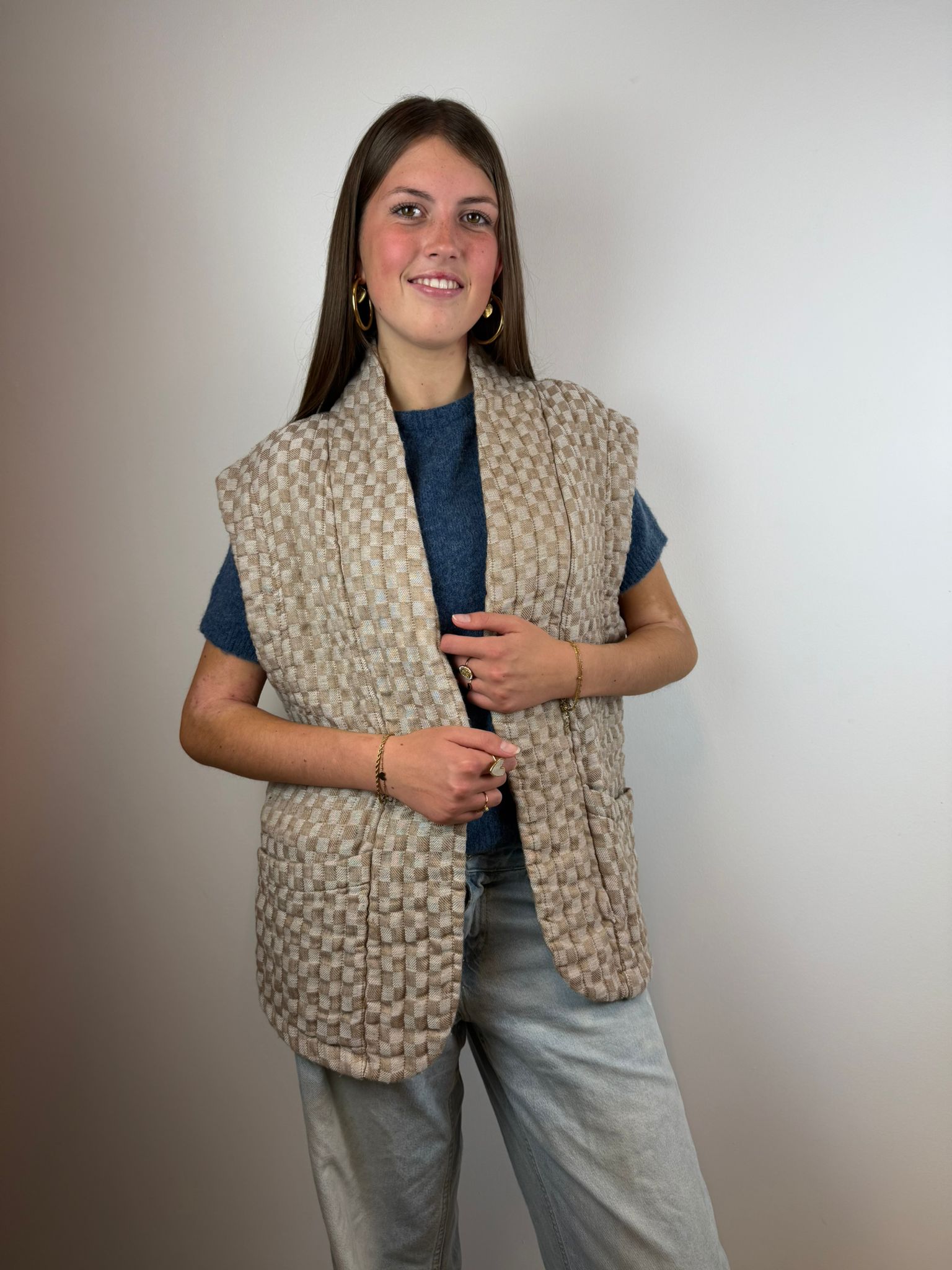 Fien gilet geruit - Beige 🤍