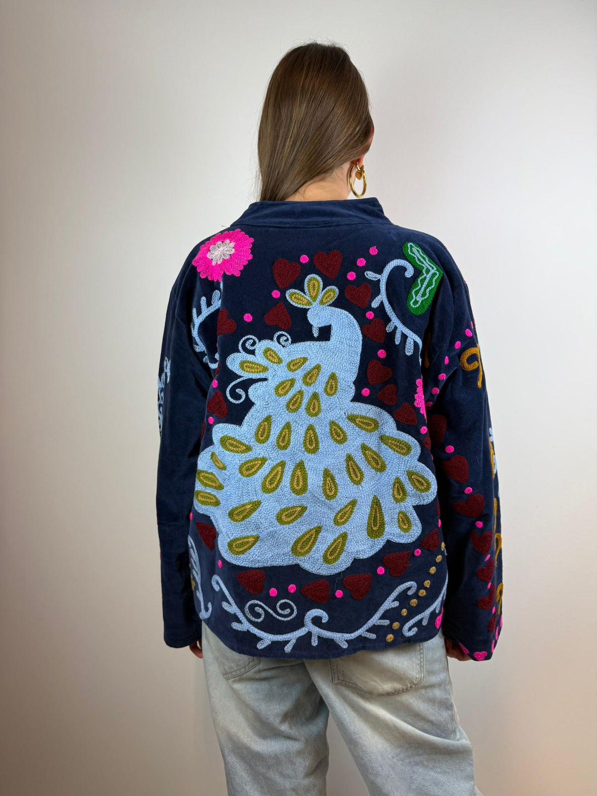 Juliëtte - handgemaakt fluwelen jasje pauw 🦚