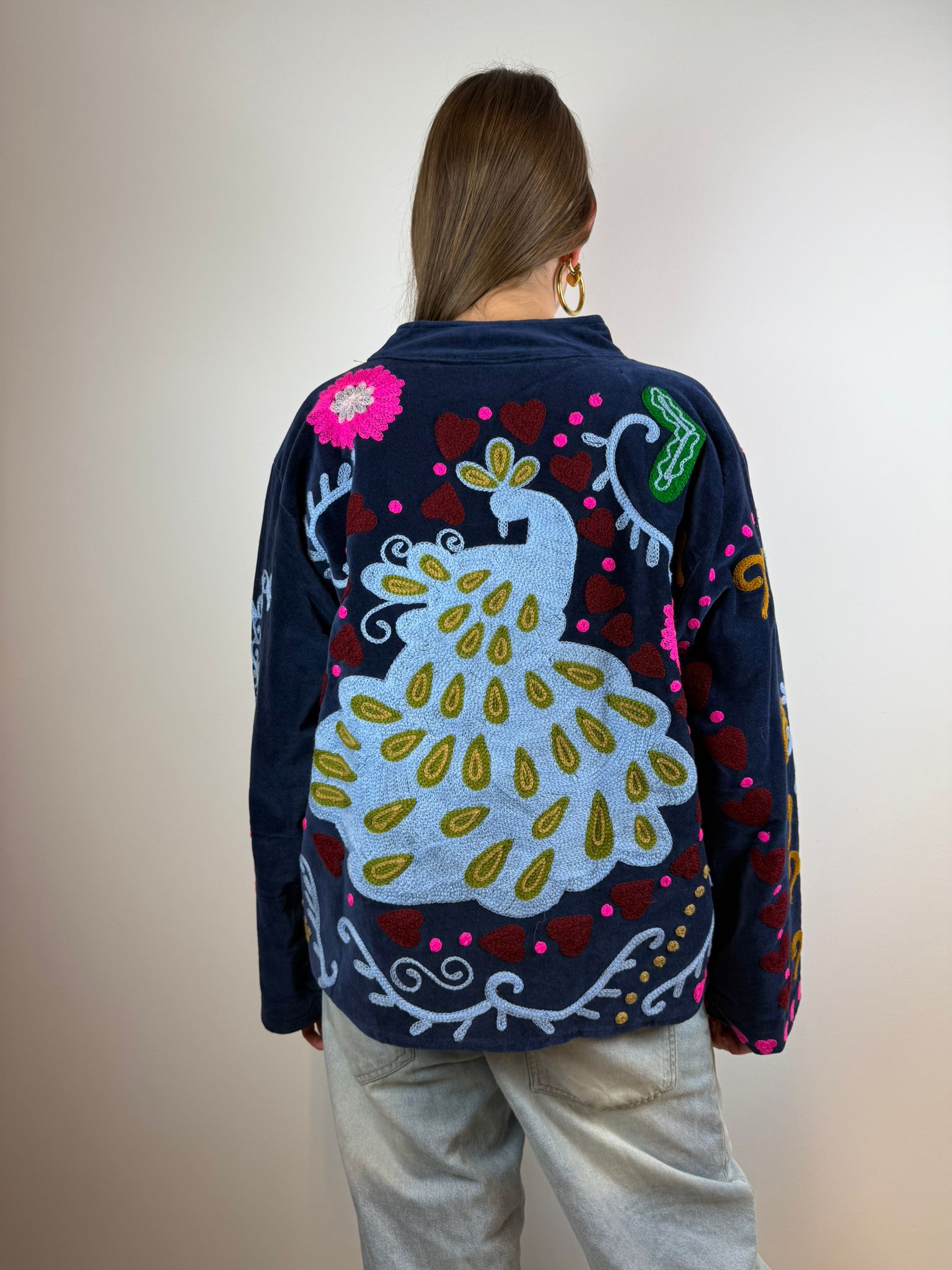 Juliëtte - handgemaakt fluwelen jasje pauw 🦚