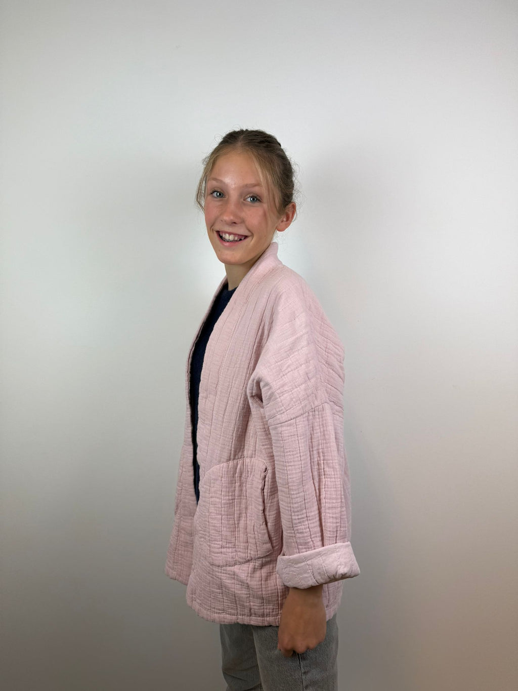 Veerle katoenen jasje - Poederroze 🩷