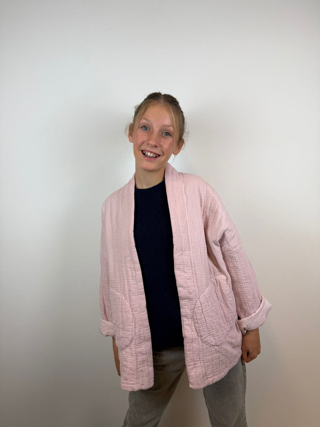 Veerle katoenen jasje - Poederroze 🩷