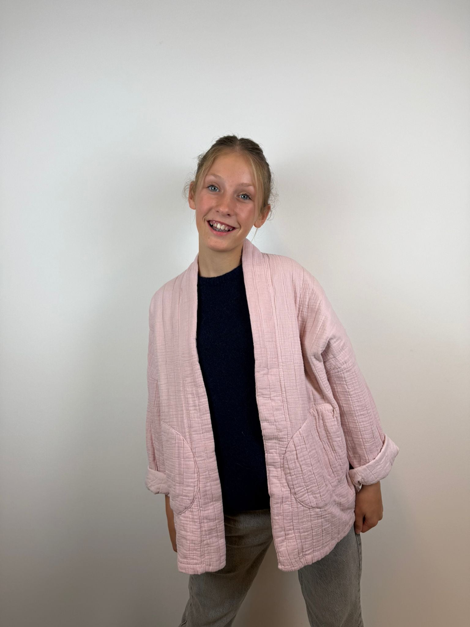 Veerle katoenen jasje - Poederroze 🩷