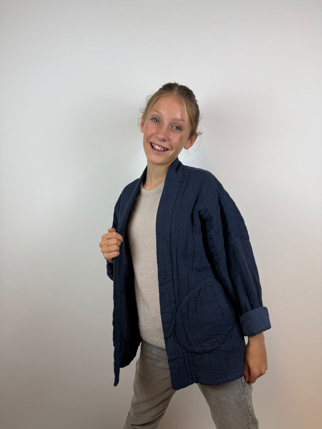 Veerle katoenen jasje - Blauw 💙