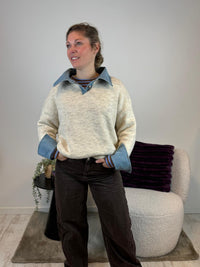 Claire - Trui met spijkerstof kraag 🔷