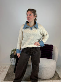 Claire - Trui met spijkerstof kraag 🔷