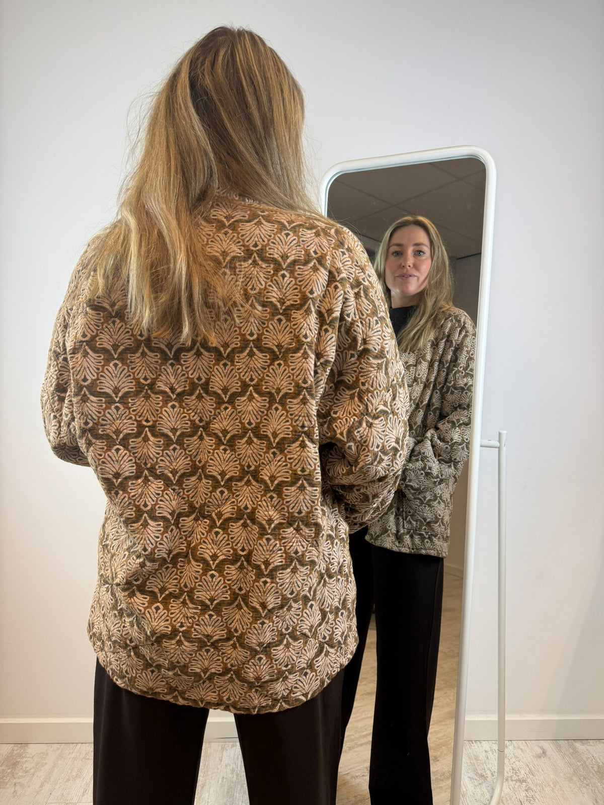 Julie katoenen jasje - bruin-grijs 🤎🩶