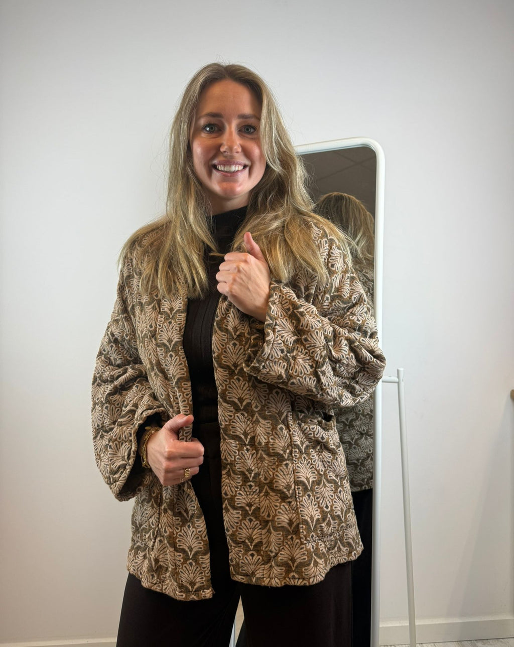 Julie katoenen jasje - bruin-grijs 🤎🩶