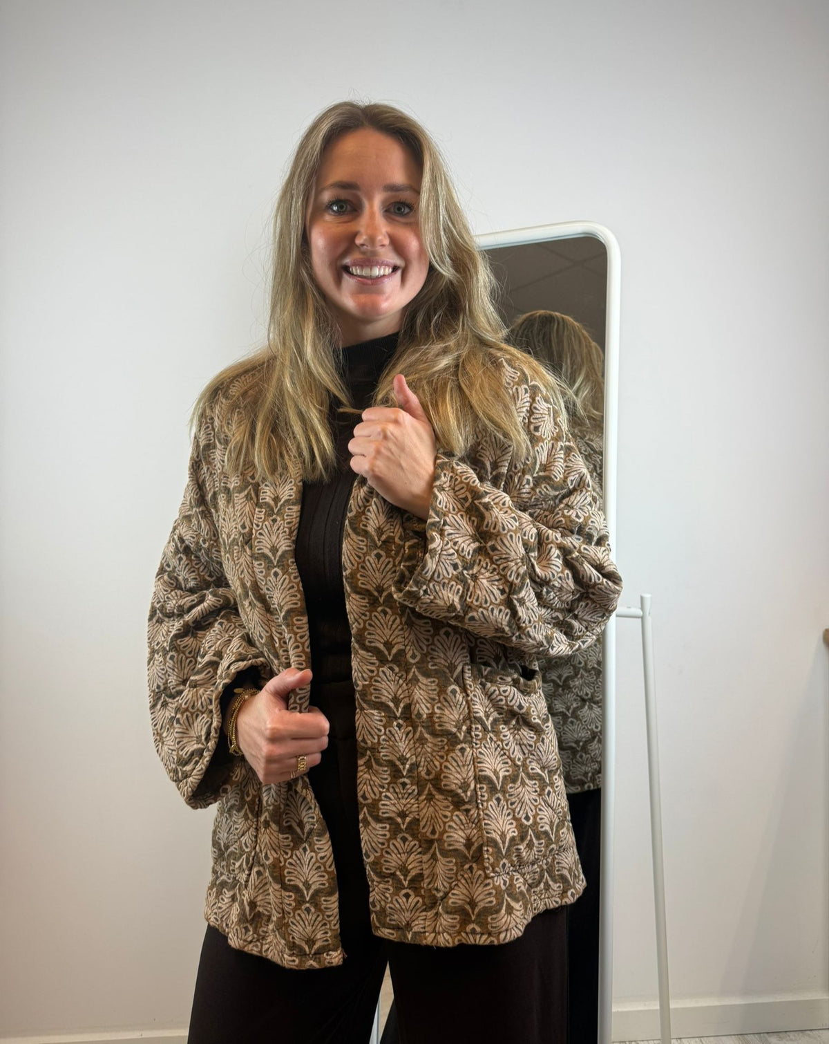 Julie katoenen jasje - bruin-grijs 🤎🩶