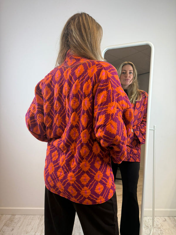 Julie katoenen jasje - Magenta-Oranje 🩷🧡