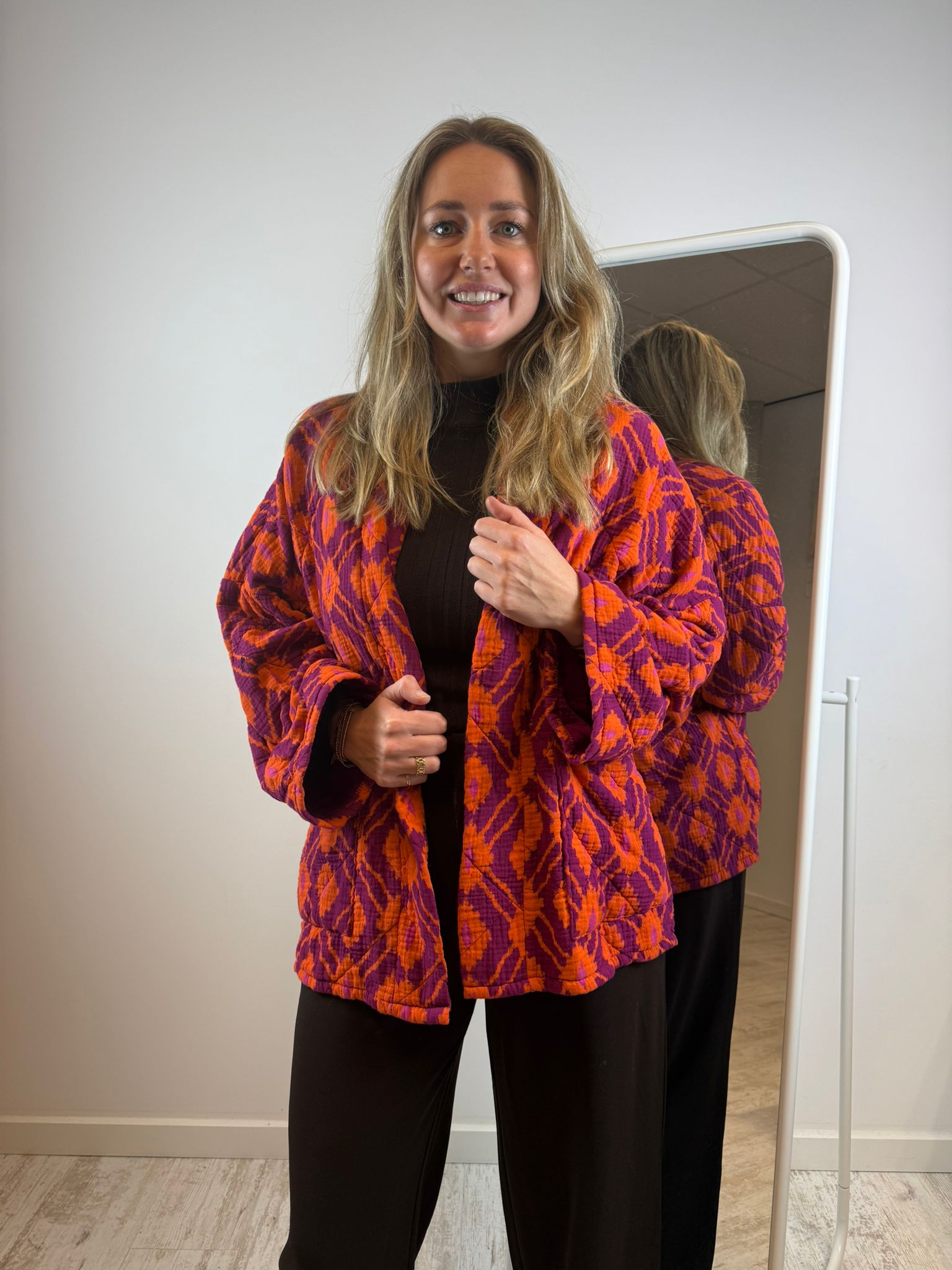 Julie katoenen jasje - Magenta-Oranje 🩷🧡