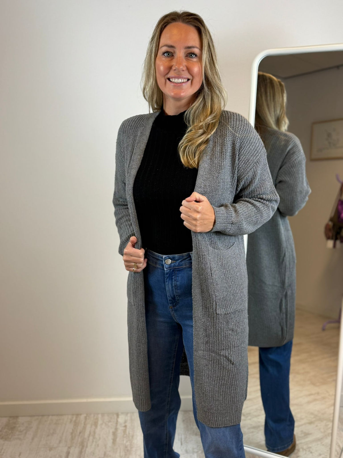 Bibi - lang vest grijs