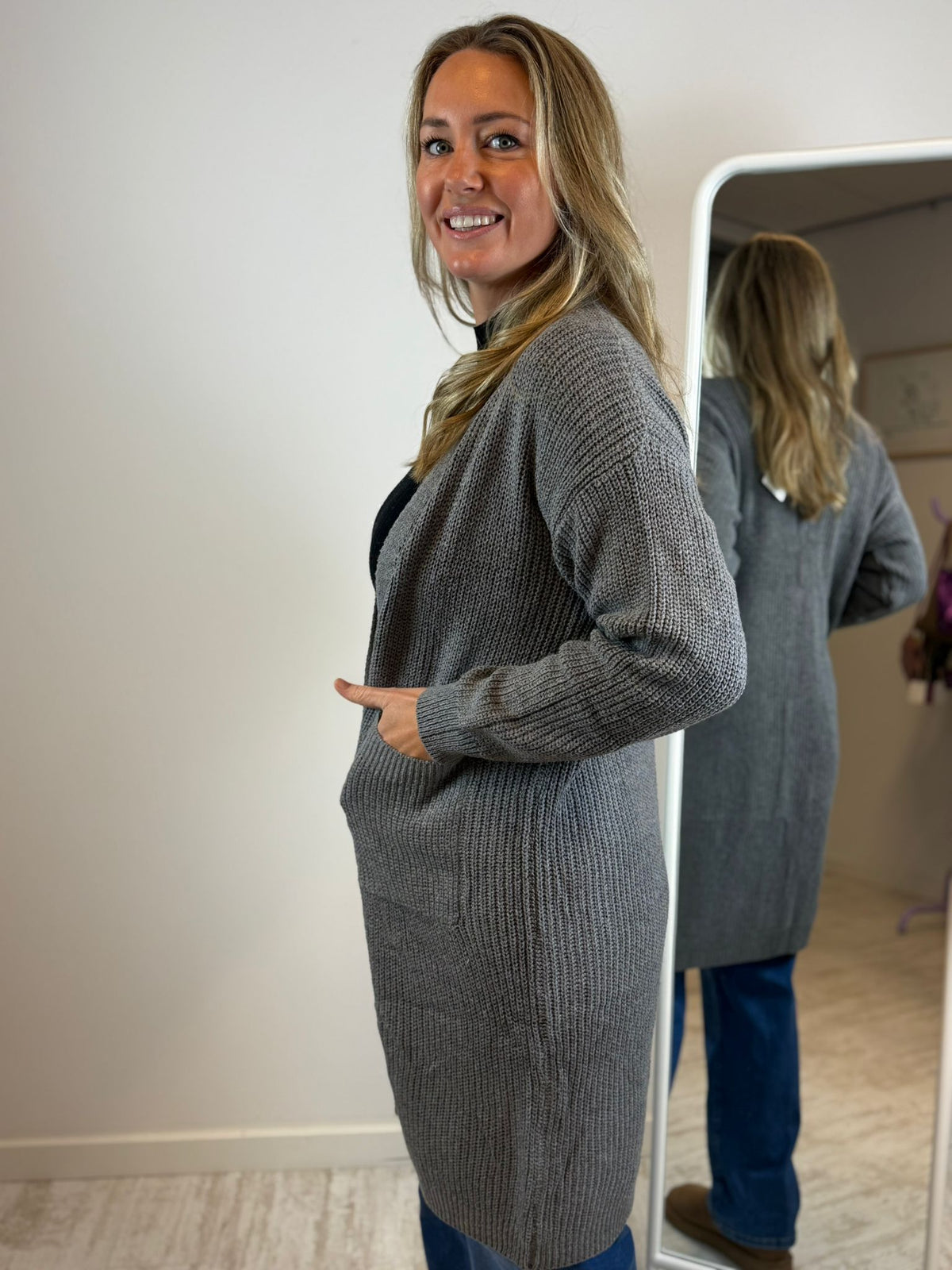 Bibi - lang vest grijs