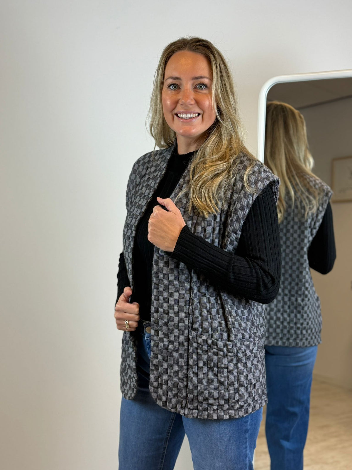 Fien gilet geruit - Zwart-Grijs 🖤🩶