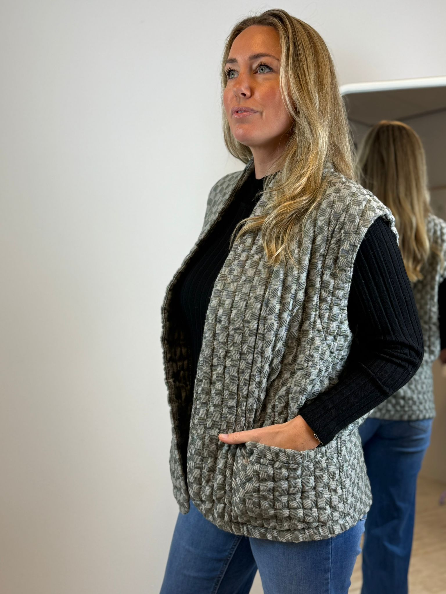 Fien gilet geruit - Groen 💚