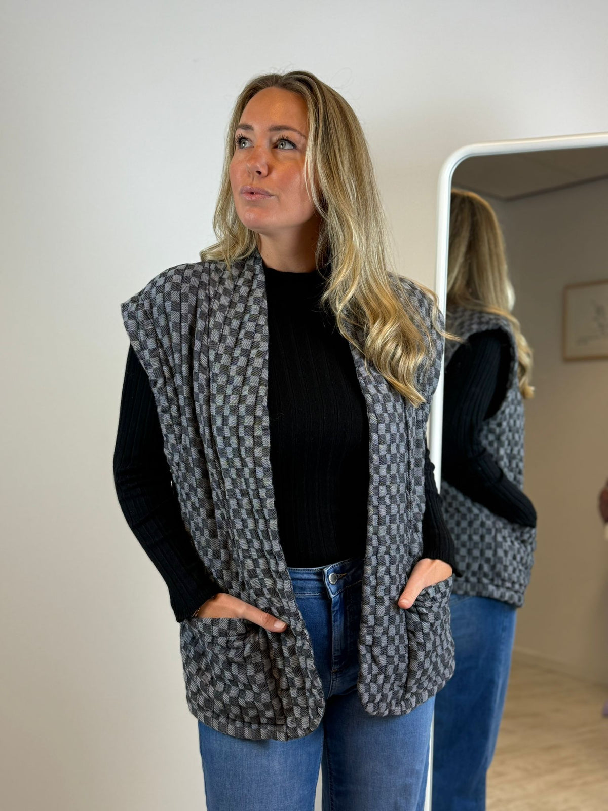 Fien gilet geruit - Zwart-Grijs 🖤🩶