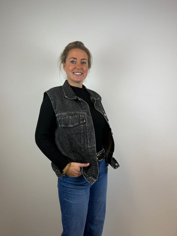 Saar denim gilet - Zwart 🖤