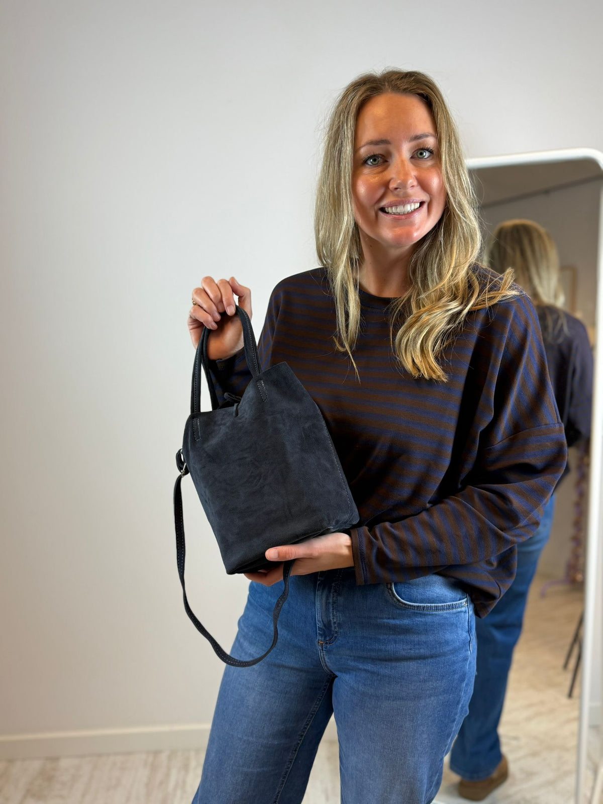 Alice crossbody / mini shopper suède - Donkerblauw 💙