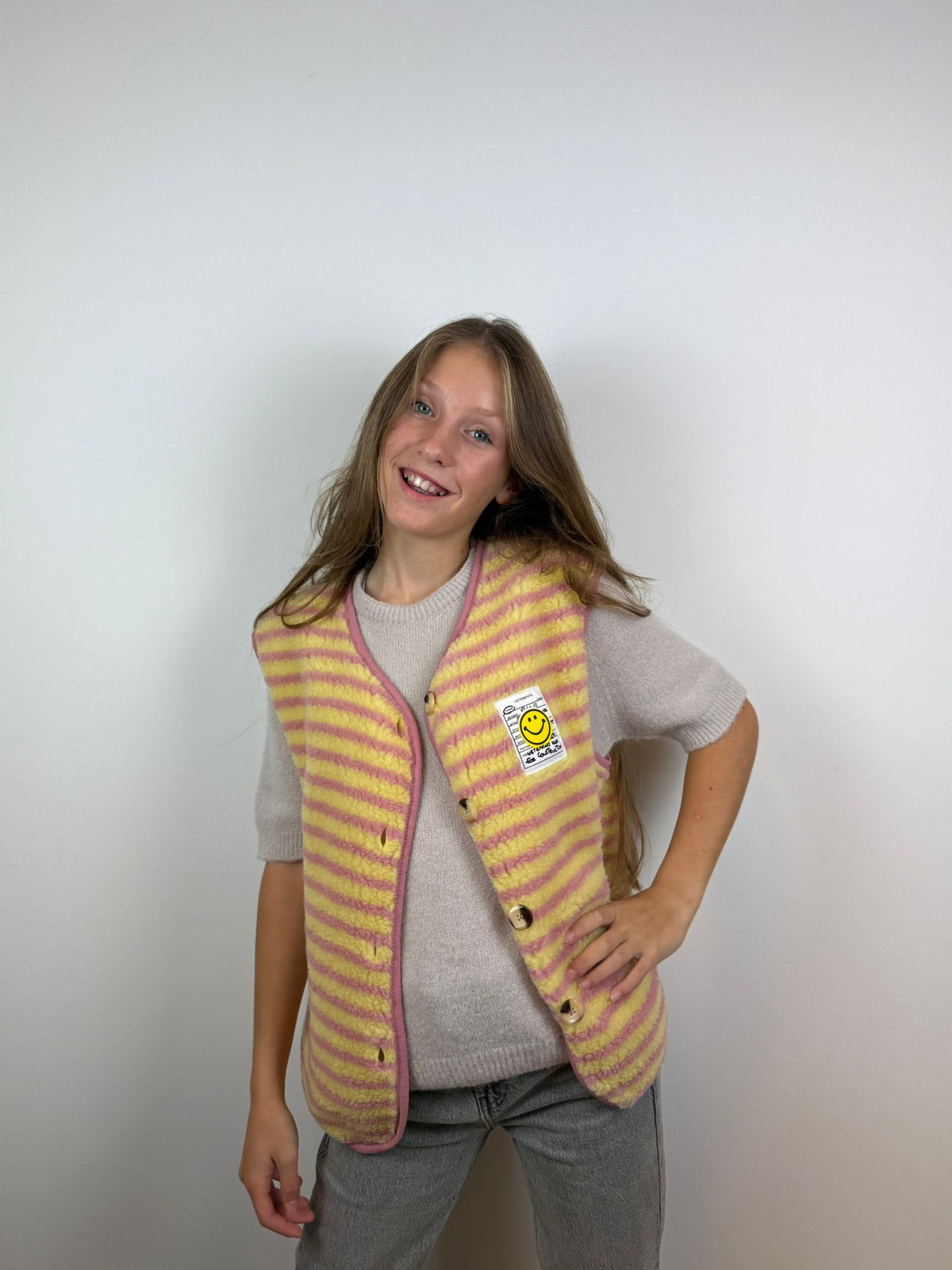 Loïs gilet - Geel-Roze 💛🩷☺