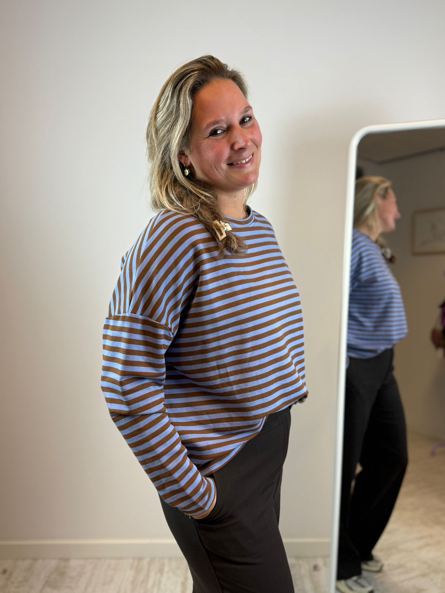 Jasmijn shirt - Lichtblauw-Bruin 🩵🤎