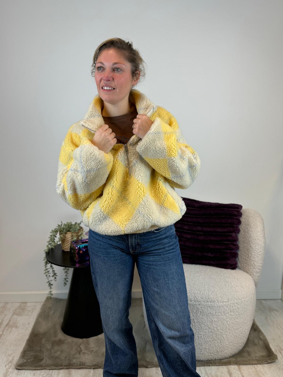 Ted - Trui geel-crème ruit 💛