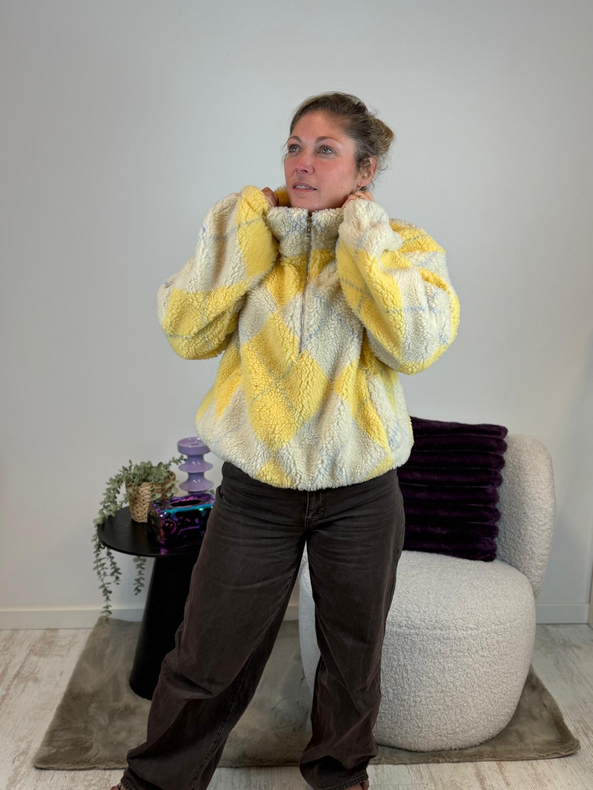 Ted - Trui geel-crème ruit 💛